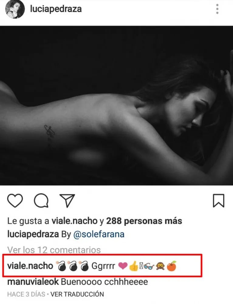 La foto hot de Lucía Pedraza en topless… ¡y la reacción de Nacho Viale en Instagram!