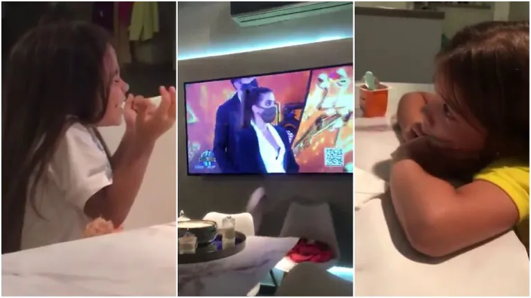 Cinthia Fernández compartió un tierno video de sus hijas palpitando el duelo del Cantando: su reacción cuando la salvaron