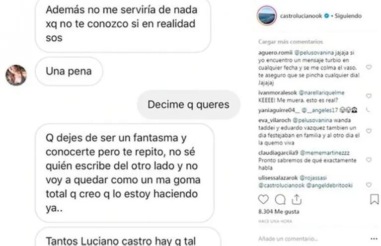 Sabrina Rojas admitió que le manejaba a Luciano Castro su Instagram: "Veía mil cosas; una vez le contesté a una chica"