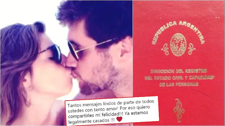 Dalma Maradona y Andrés Caldarelli ya están casados (Fotos: Web y Twitter)