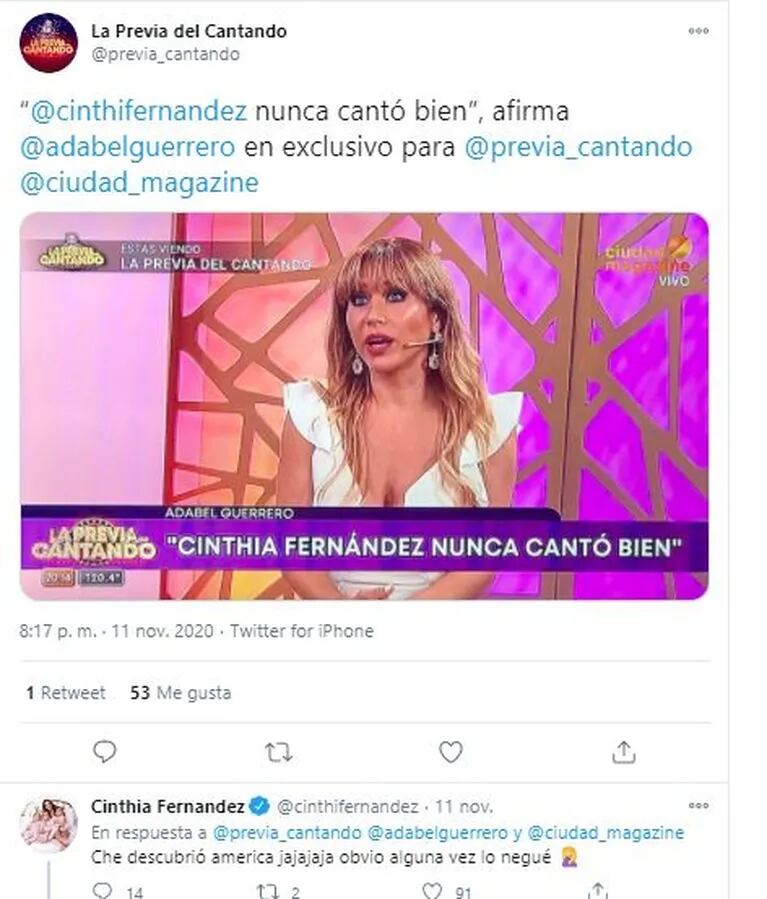 Adabel Guerrero destrozó a Cinthia Fernández y tuvo una filosa réplica ¡en vivo!: "¿Alguna vez lo negué?"