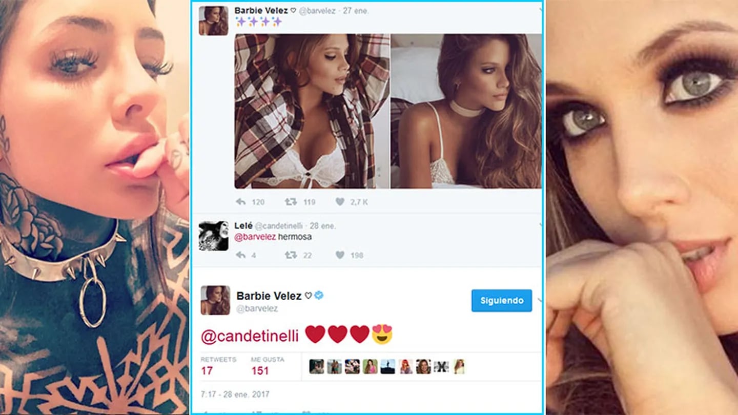 ¡Diosas con buena onda! Mirá lo que se dijeron Cande Tinelli y Barbie Vélez en Twitter. Fotos: Twitter y Web.