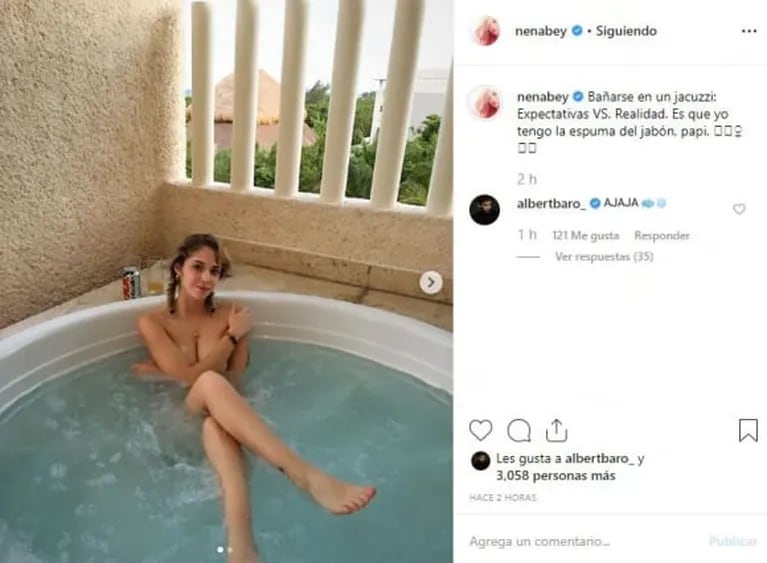 El pícaro comentario de Albert Baró a una foto hot de su ex, Nerina Uturbey, en medio de los rumores con Delfina Chaves