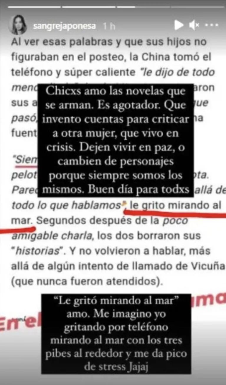 China Suárez salió al cruce de la versión de que tiene cuentas falsas para criticar a Pampita: "Cambien de personajes"