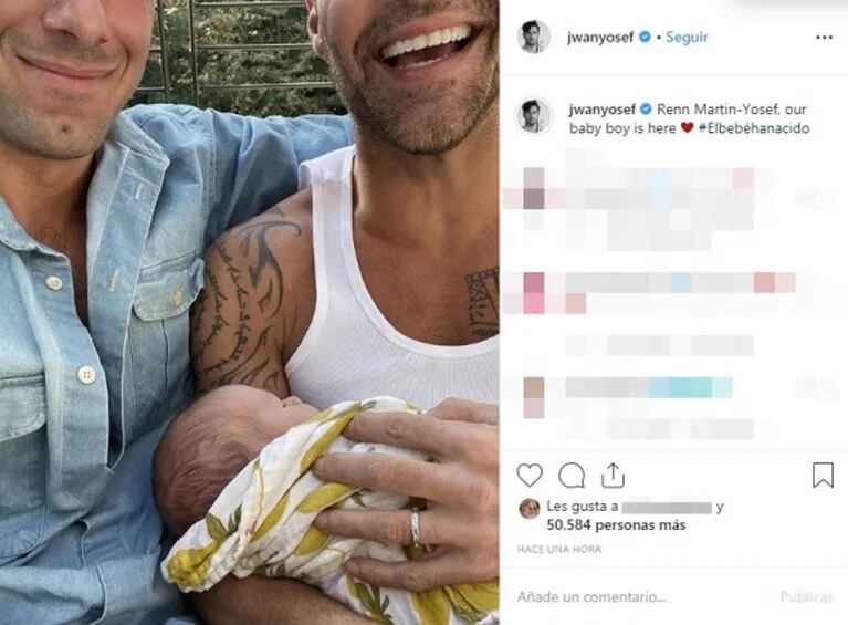 Ricky Martin fue papá por cuarta vez y lo anunció con una dulce foto: "Nuestro hijo Renn Martin-Yosef ha nacido"