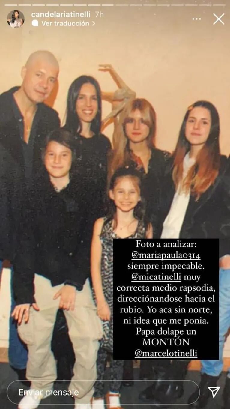 Cande Tinelli compartió una postal familiar súper retro con Paula Robles y Marcelo rapado: "Papá dolape"