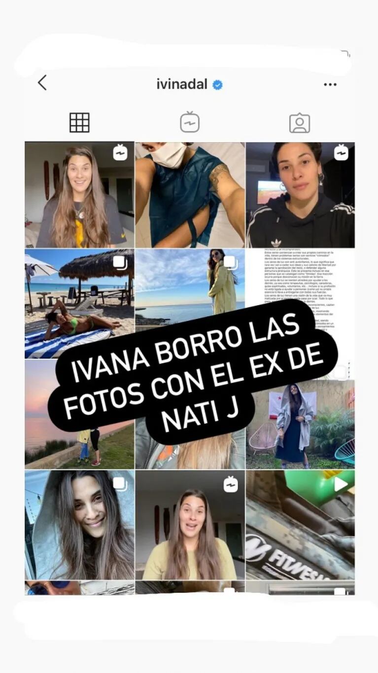 Ivana Nadal borró las fotos con Bruno Siri en Instagram ¡y dejó de seguirlo! 