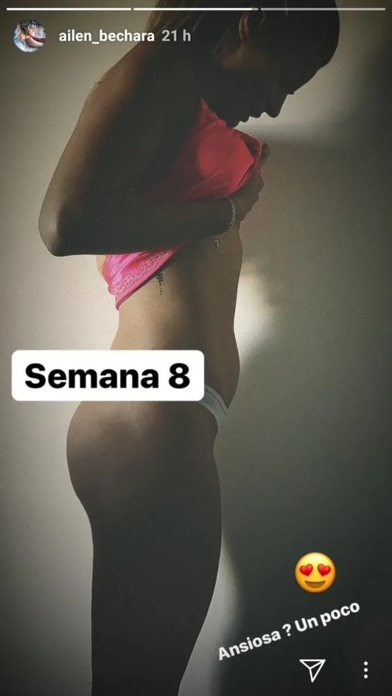 Ailén Bechara lució su pancita de 8 semanas con una tierna foto: "¿Ansiosa? Un poco"