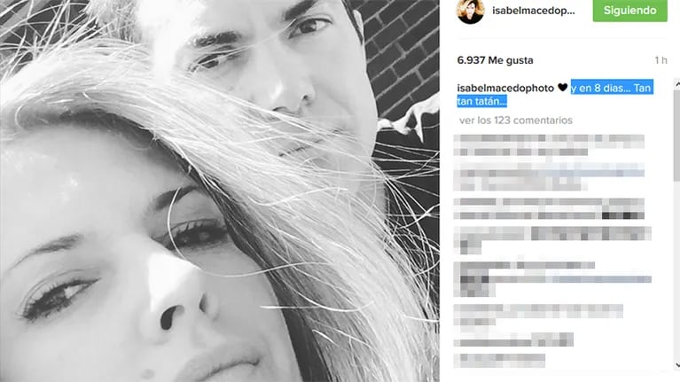 Isabel Macedo y su romántica foto con Urtubey en Instagram.