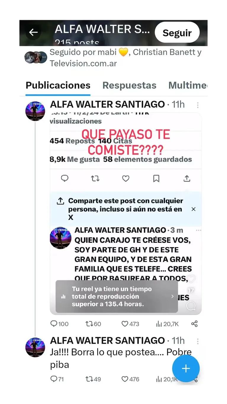 Tensión entre Alfa y Catalina Gorostidi en redes sociales.