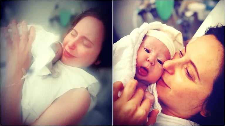 El conmovedor relato de Cayetina junto a una foto de Antonio, segundos después de dar a luz (Fotos: Instagram)