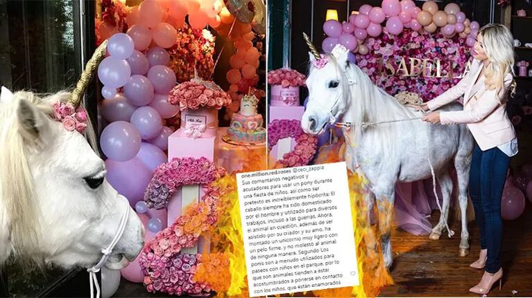 Fuerte respuesta tras las críticas por usar un caballo como unicornio en el cumplea de la hija de Wanda Nara