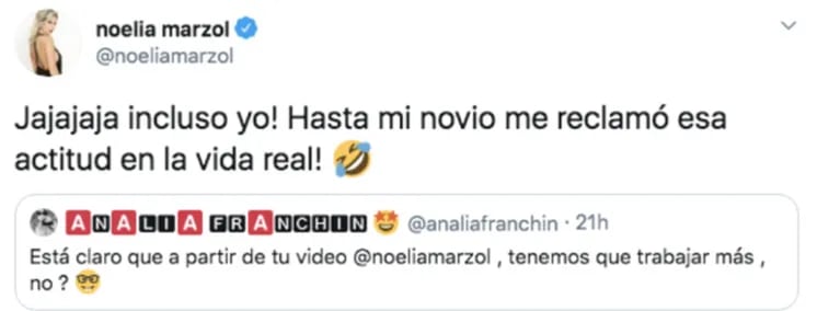 Noelia Marzol reveló el reclamo de su novio al ver sus videos súper sexies: "Me pide la misma actitud en la vida real"