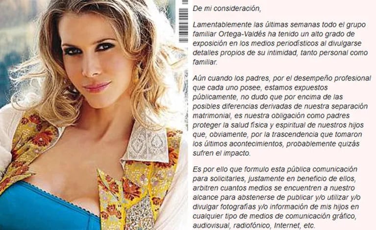 El comunicado de Guillermina Valdés. (Fotos: revista Caras y Web)