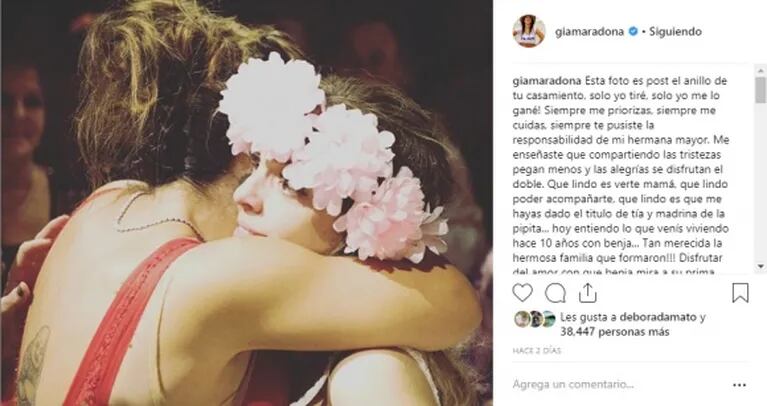 Las conmovedoras palabras de Gianinna Maradona a Dalma, tras el nacimiento de Roma: "Qué lindo es verte mamá"