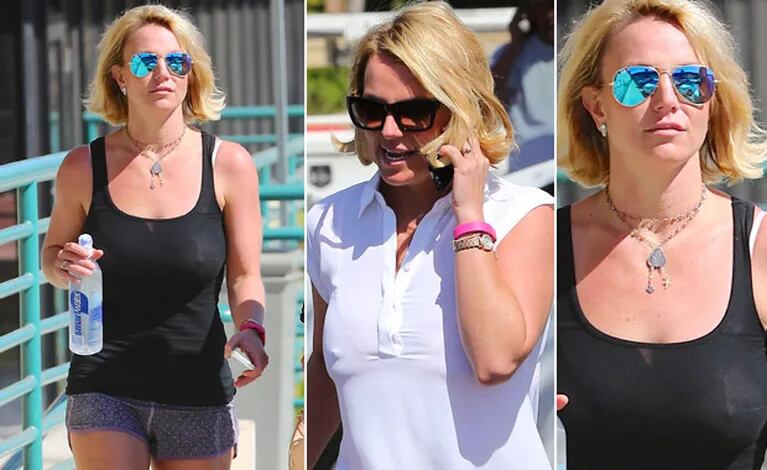 Britney Spears, look casual, con trasparencia peligrosa (Foto:  Grosby Group)