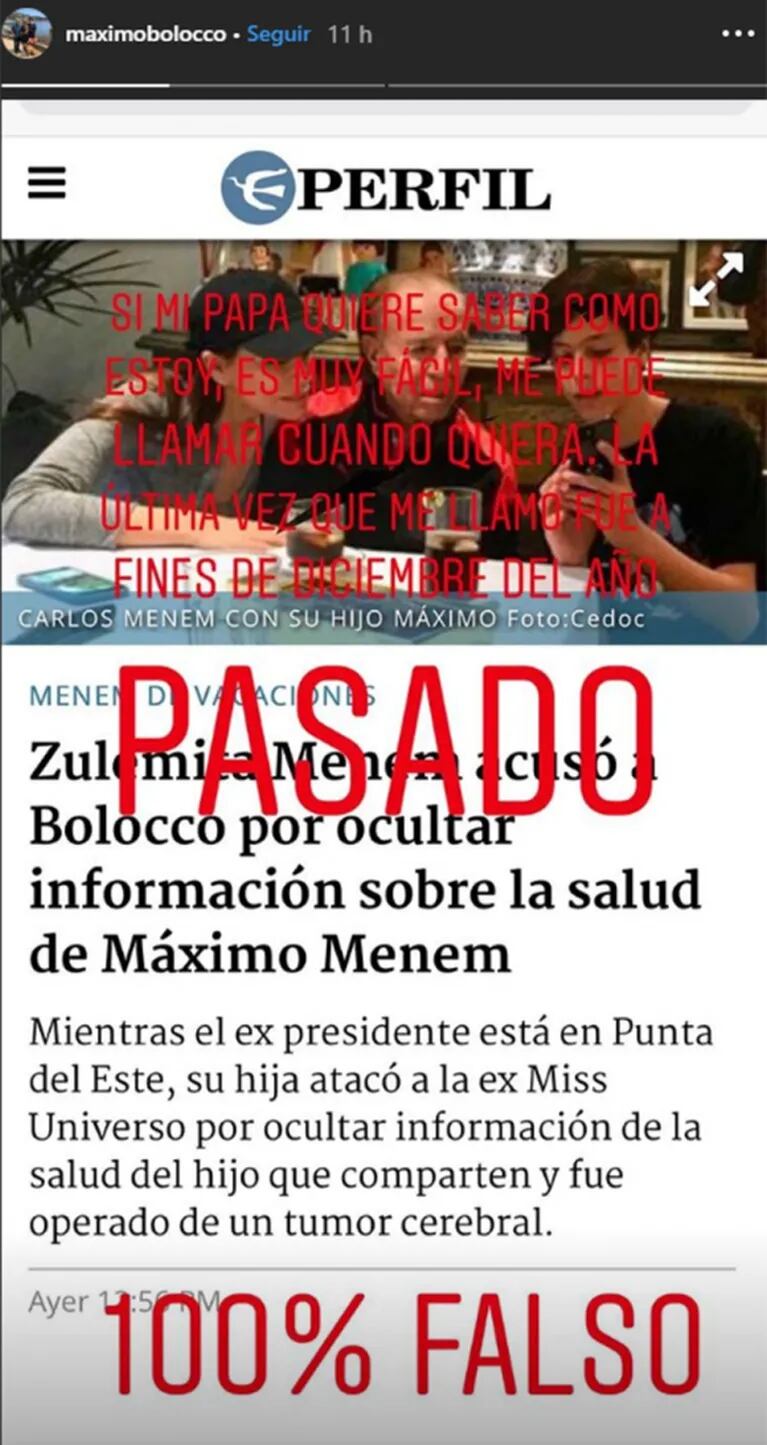 Escandalosos mensajes de Máximo Menem contra su padre y su hermana: "Zulemita, dejá de cag… la vida"