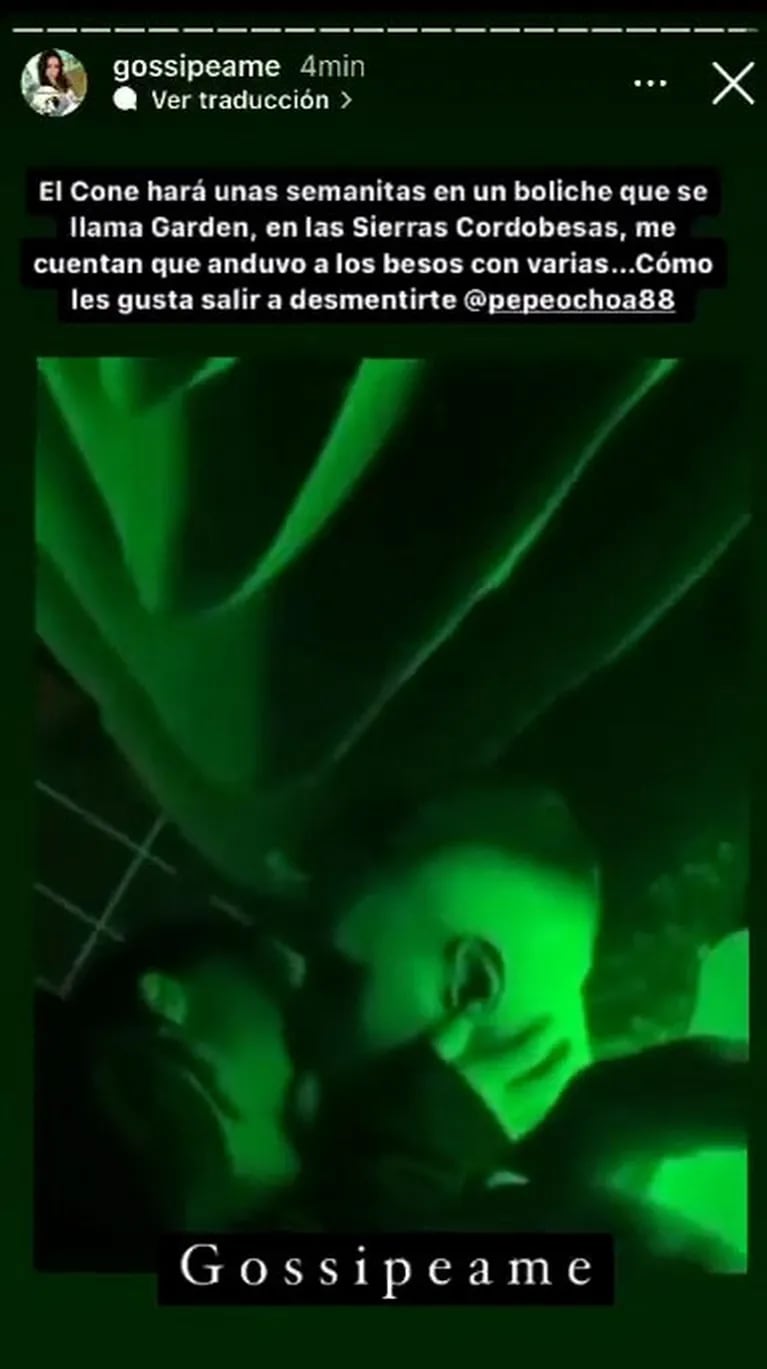 El polémico video de la infidelidad del Conejo Quiroga a Coti Romero, a los besos con una chica en un boliche