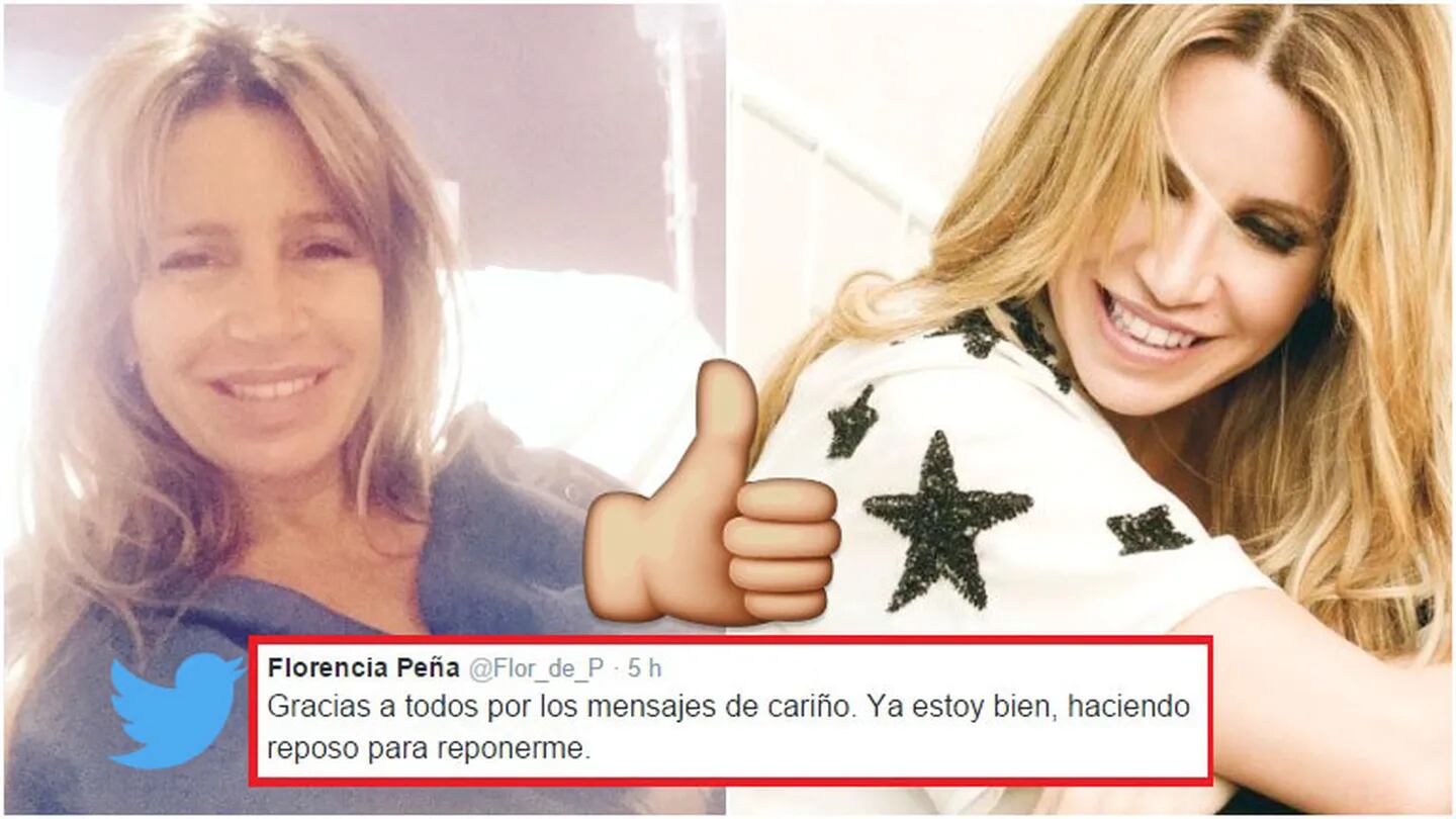 Florencia Peña fue operada de urgencia en Salta (Fotos: Twitter)
