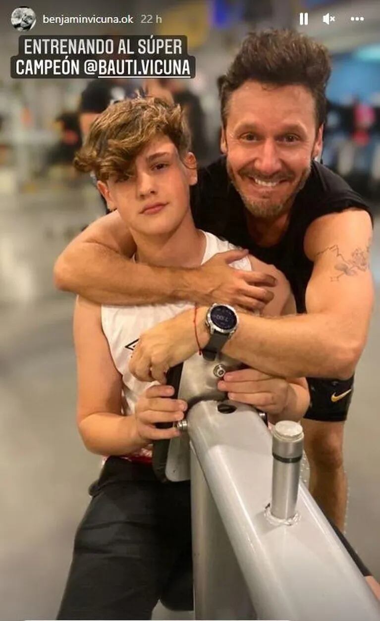 Benjamín Vicuña compartió una tierna foto con su hijo Bautista en el gimnasio: "Entrenando al campeón"