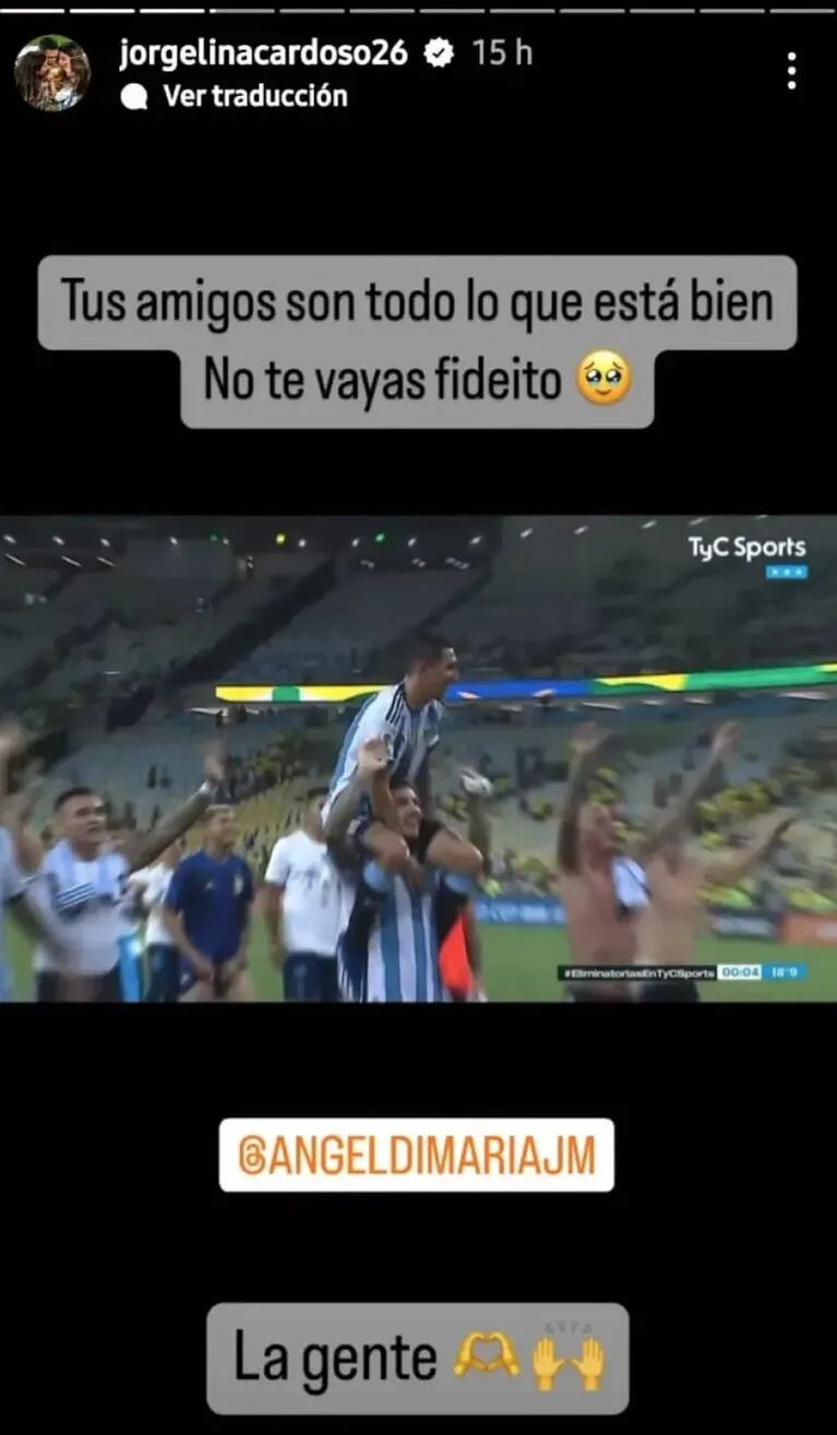 El conmovedor posteo de la esposa de Ángel Di María pidiéndole que no se vaya de la Selección Argentina