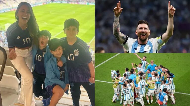 La felicidad de Antonela Roccuzzo junto a sus hijos tras el pase a Semifinales de la Selección en Qatar (Fotos: Agencia Reuter, Agencia AP y Captura de Instagram)