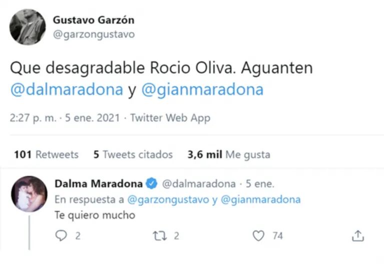 Lapidario comentario de Gustavo Garzón contra Rocío Oliva: "Qué desagradable; aguanten Dalma y Gianinna"