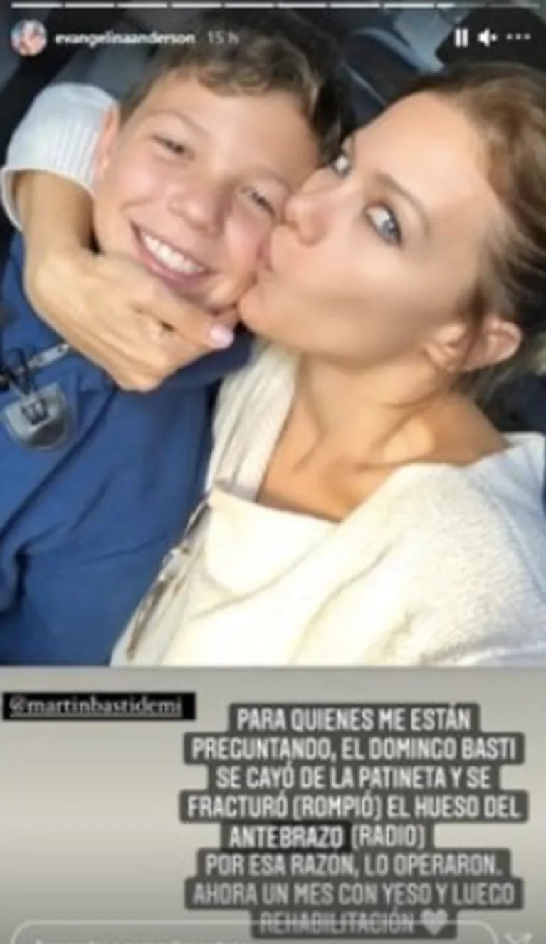 Bastián, el hijo de Evangelina Anderson y Martín Demichelis, tuvo que ser operado tras sufrir un accidente en skate