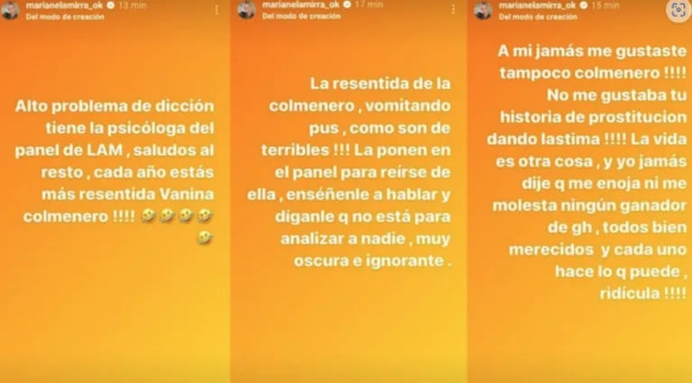 "Tus lagunas mentales de tanto clonazepam": Viviana Colmenero trató a Marianela Mirra de "soberbia" y recibió una letal respuesta