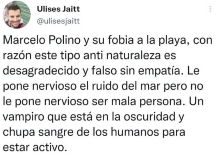 Ulises Jaitt criticó fuerte a Marcelo Polino en medio de la polémica con Ángel de Brito: "Es desagradecido y falso" 