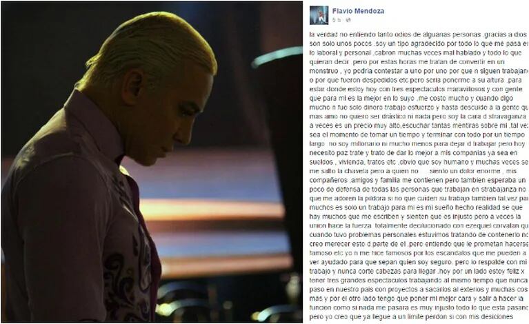 La carta abierta que publicó Flavio Mendoza en Facebook. (Foto: Web)