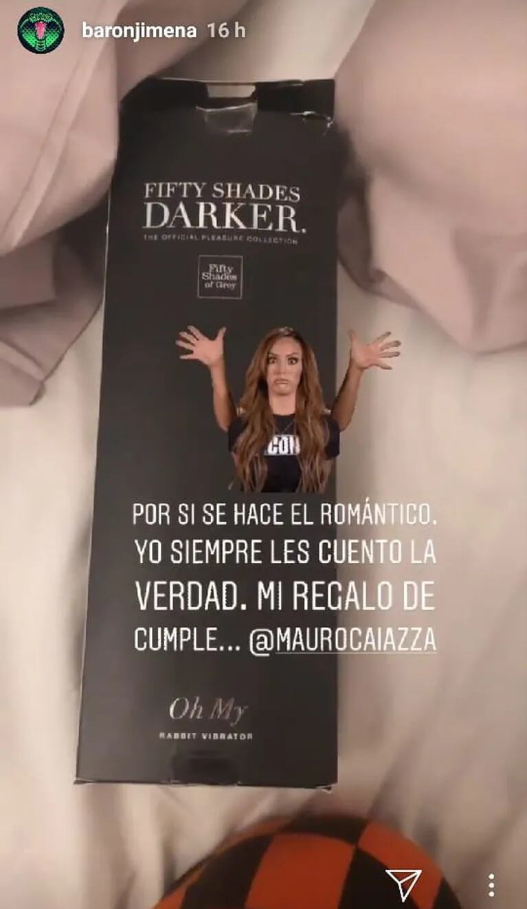Jimena Barón mostró el regalo súper hot que le hizo Mauro Caiazza: "Por si se hace el romántico"