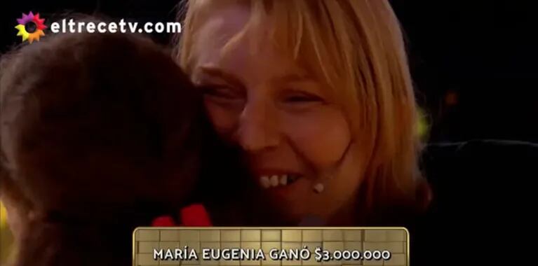 La emoción de María Eugenia, la última ganadora de Los 8 Escalones: es docente, plomera y tiene 6 hijos