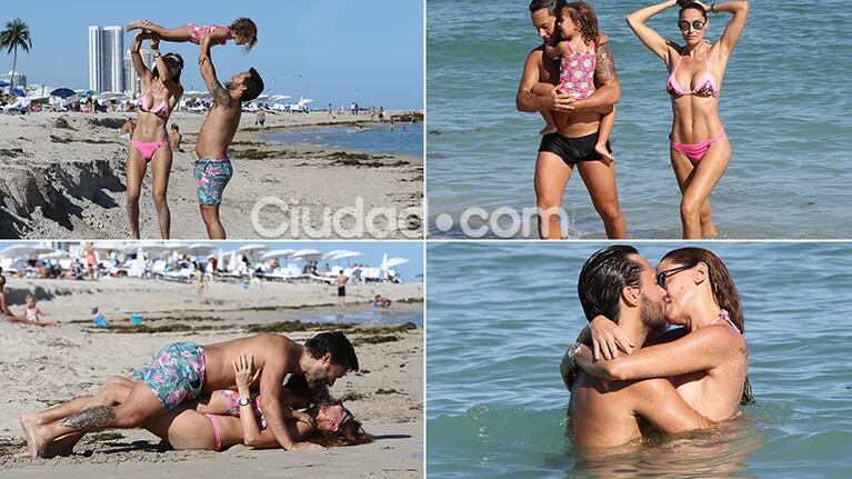 Diego Torres, Débora Bello y Nina, de vacaciones en Miami: juegos familiares y pasión en el mar