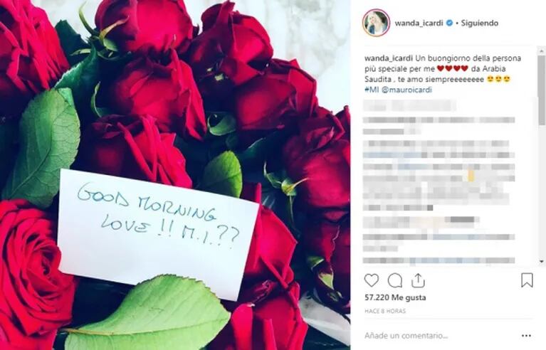 El romántico regalo que Mauro Icardi le envió a Wanda Nara desde Arabia Saudita: "Buen día, mi amor"