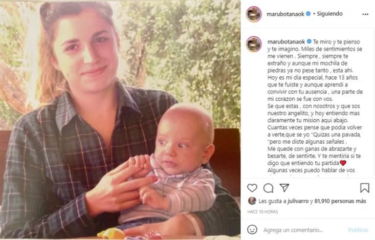 El emotivo posteo de Maru Botana a su hijo Facundo, a 13 años de su muerte: "Te mentiría si te digo que entiendo tu partida"