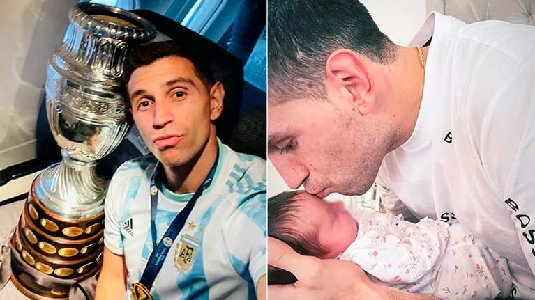 La conmovedora imagen de Emiliano “Dibu” Martínez conociendo a su beba tras consagrarse campeón de la copa: Finalmente
