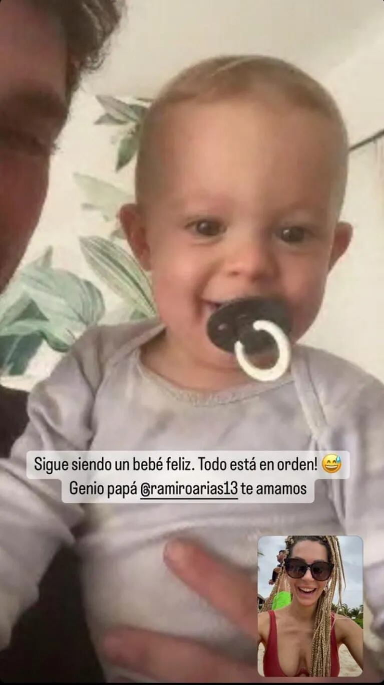 Noelia Marzol arrancó sus vacaciones con su mamá y compartió la tierna videollamada con su hijo