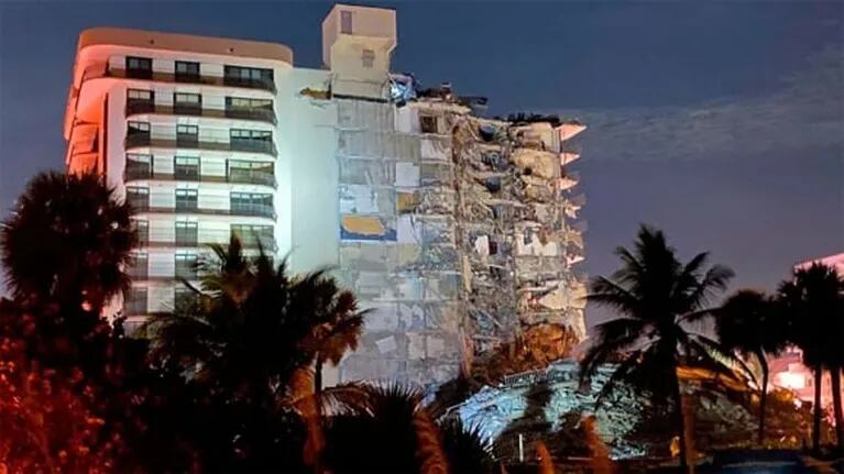 El impresionante video del momento en que se derrumbó el edificio de Miami donde estaban Nicolás Vázquez y Gimena Accardi