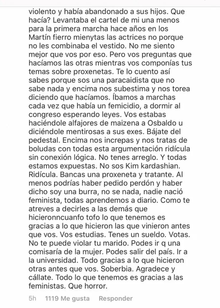 Explosivo posteo de Carolina Aguirre contra Jimena Barón: "Ridícula, saliste con un proxeneta y le decías mentirosas a las ex de Osvaldo"