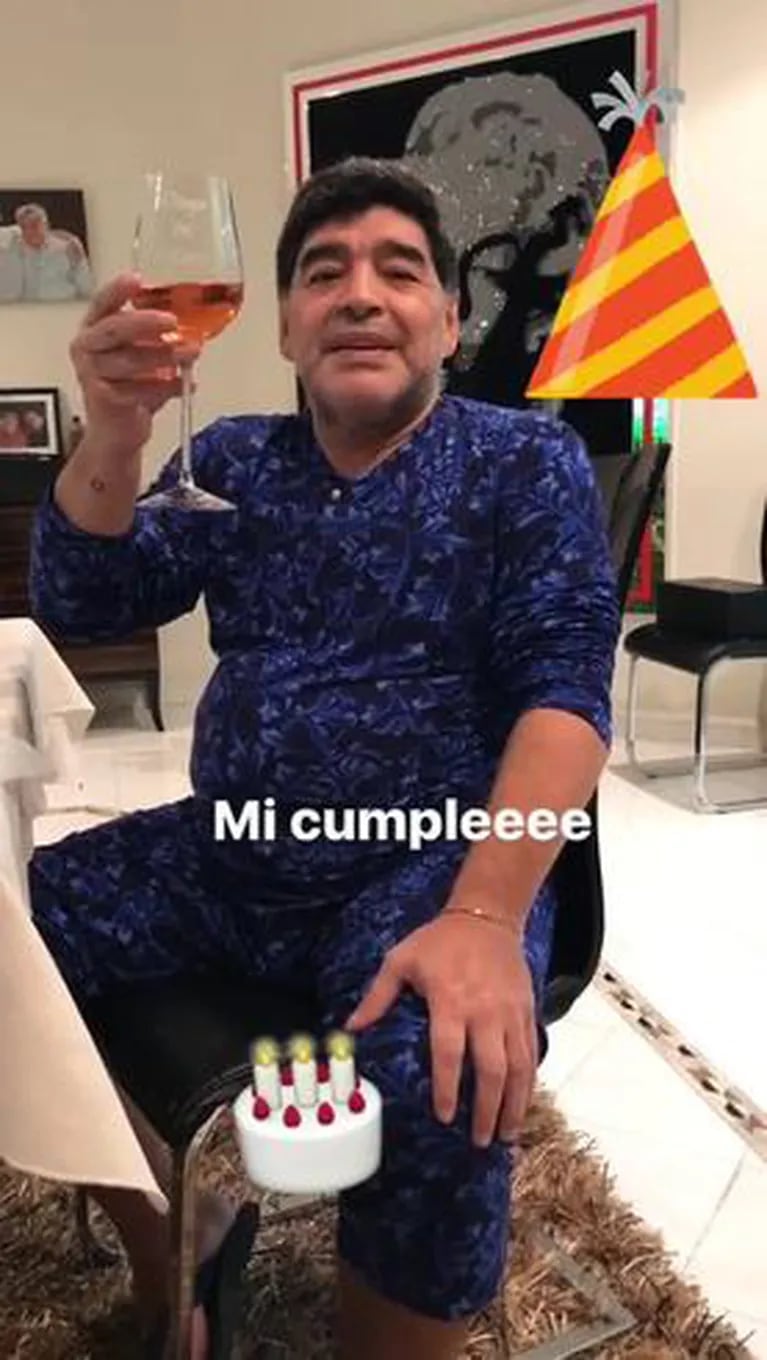 Diego Maradona festejó su cumpleaños con Rocío Oliva en Dubai, y Gianinna le dedicó un picante saludo con una foto: "Deseo que algún día recuperes esa felicidad"