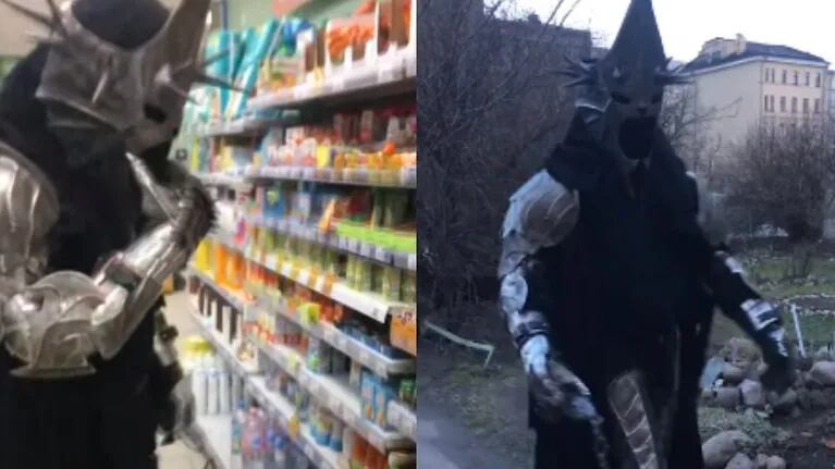 Este ruso va a hacer la compra disfrazado con un traje de “El Señor de los Anillos” que pesa 20 kilos