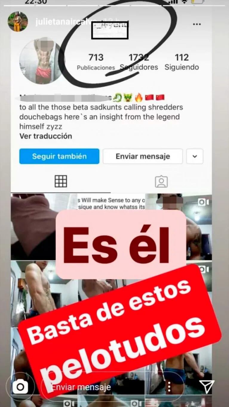 Julieta Nair Calvo escrachó a un seguidor que la acosa en las redes: "No para de mandarme videos tocándose"