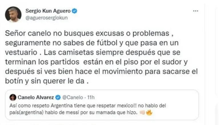 El mexicano Canelo Álvarez amenazó a Lionel Messi y Kun Agüero lo fulminó