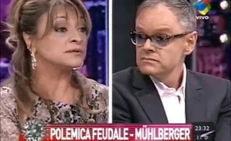 Marcela Feudale y el Dr. Rubén Mühlberger, durante la polémica en Intratables. (Captura: América TV)