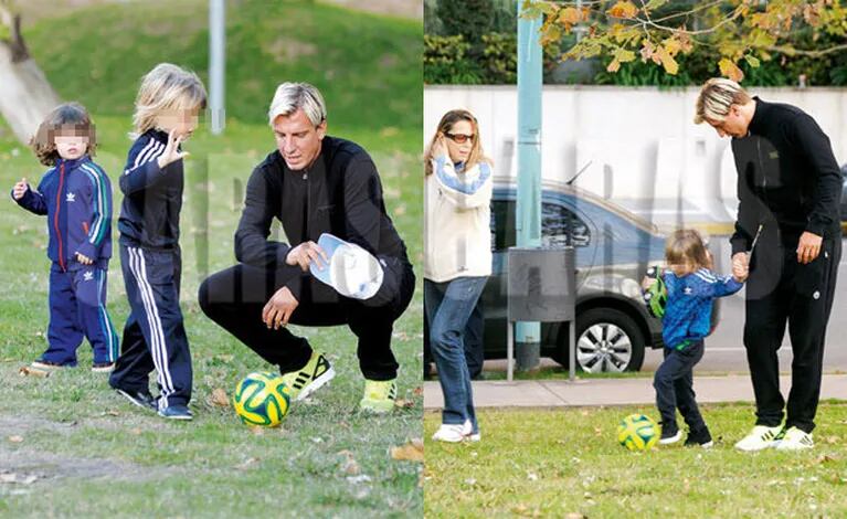 Maxi López disfrutó de una tarde de juegos con sus tres hijos (Fotos: Caras). 