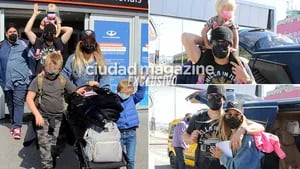 Las fotos de Luisana Lopilato, Michael Bublé y sus tres hijos llegando a la Argentina: mucho amor y looks cancheros