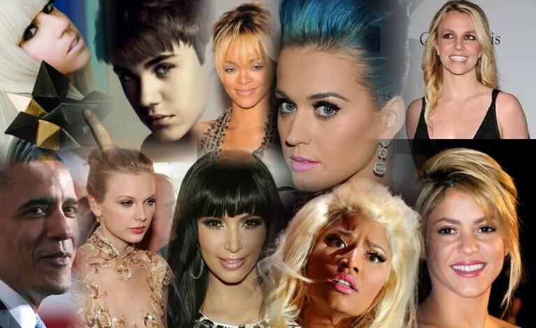 Gaga, Bieber, Perry, Rihana, Britney, Obama, Shakira, Swift, Kardashian y Minaj: los 10 famosos más seguidos en Twitter.