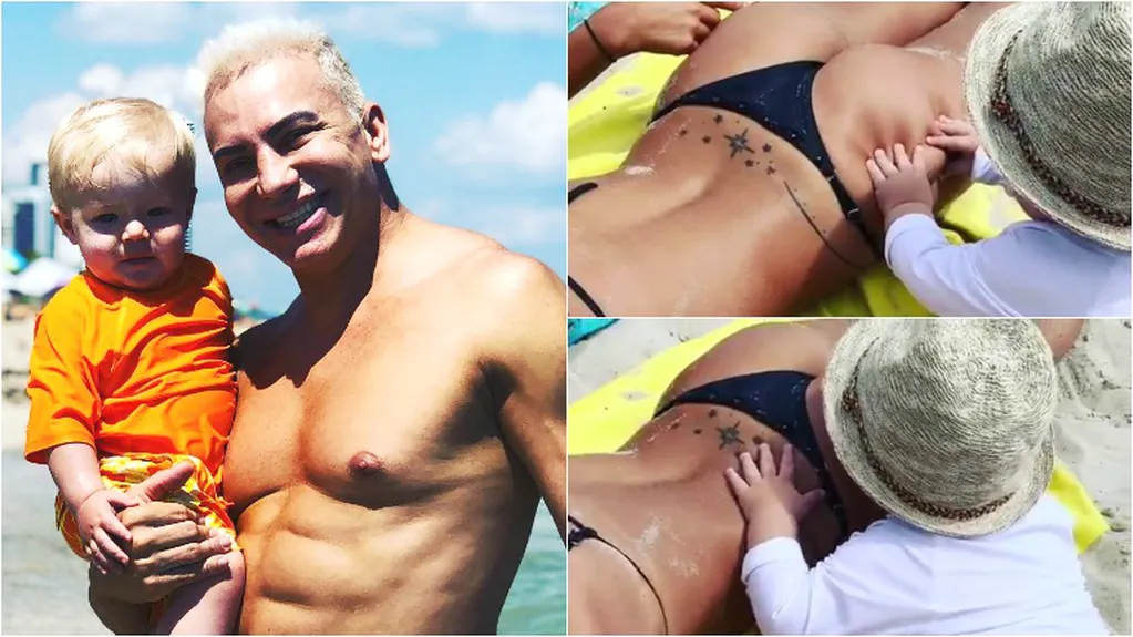 El desopilante video del bebé de Flavio Mendoza jugando con la cola de una turista en la playa