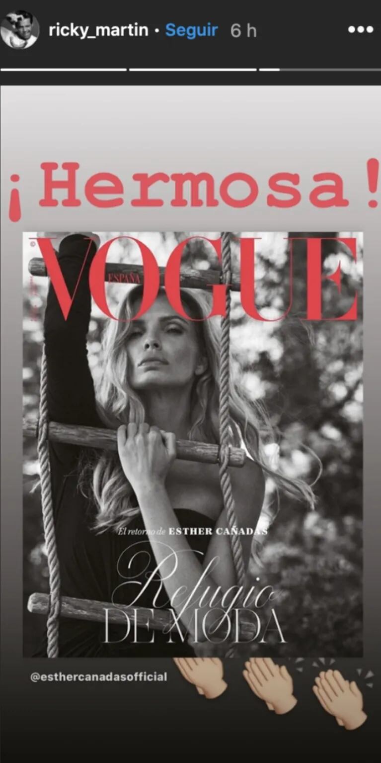 Ricky Martin "piropeó" a una bellísima modelo que llegó a ser tapa de Vogue: "¡Hermosa!"